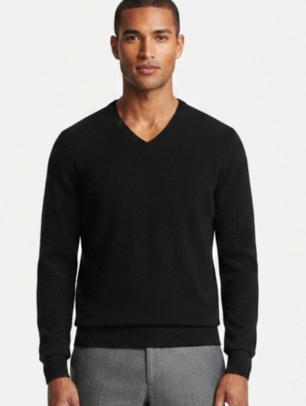 100% Cashmere NWT Club Room V Neck Sweater Mens XXL Black Business Office